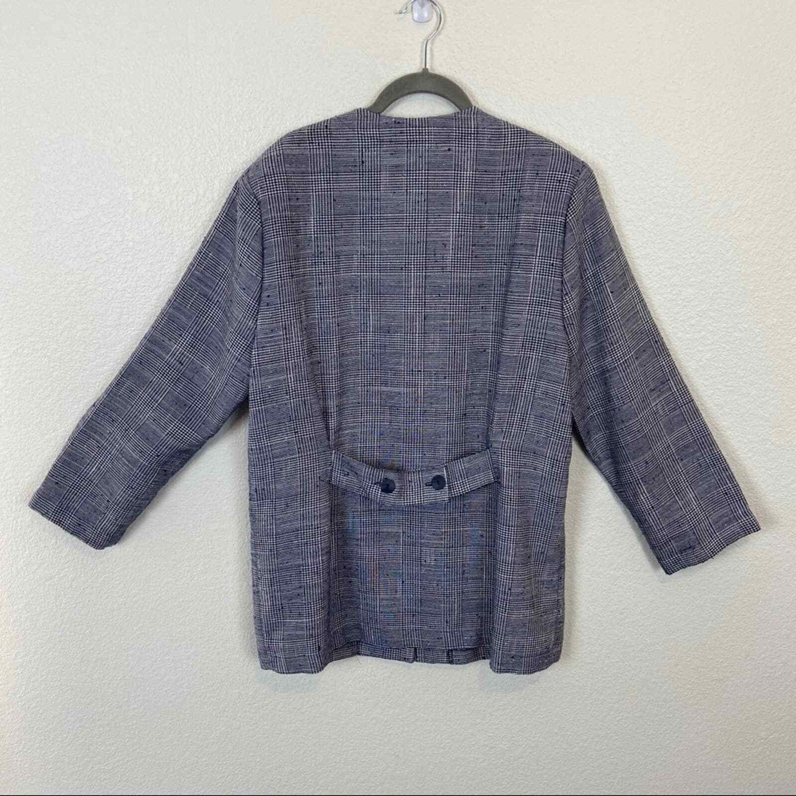 Houndstooth Jacket Blazer Cardigan Womens Size 14 Style Vintage Soko Windowpane