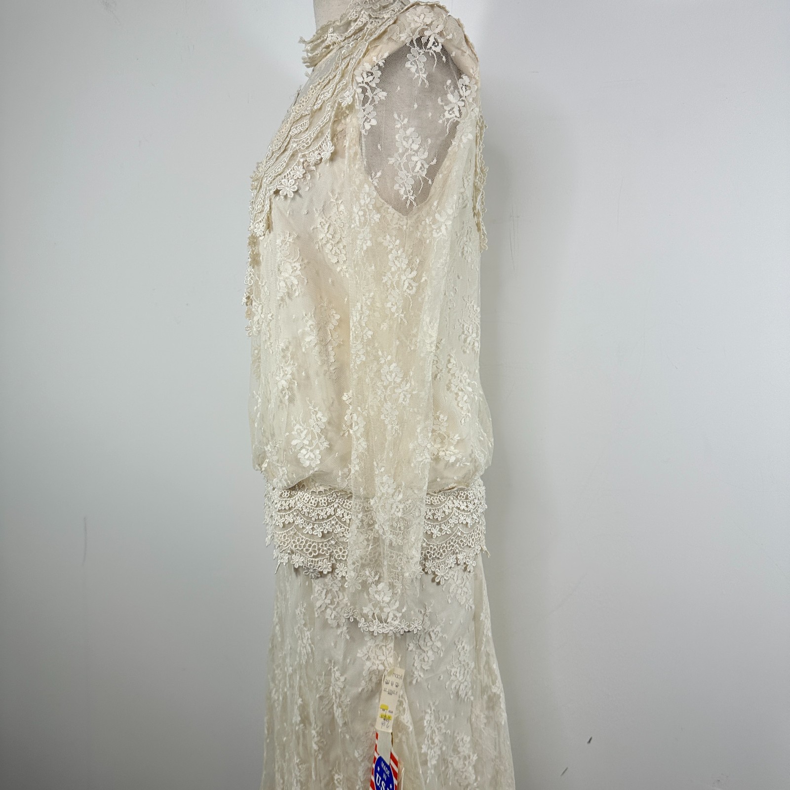 VTG 70s 80s Barbara Chodos Michael Marcella Lace 2 Pc Flapper Set Sz 12 NWT