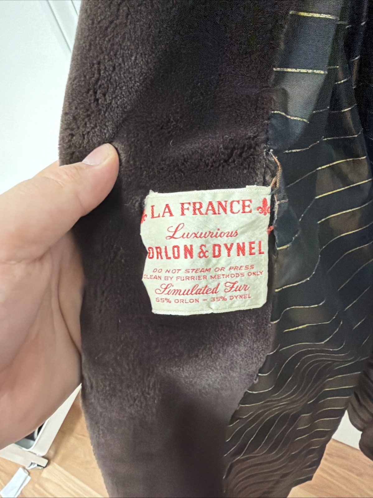 VTG La France Lido Faux Fur Swing Trench Coat Orlon Dynel Pockets L/XL