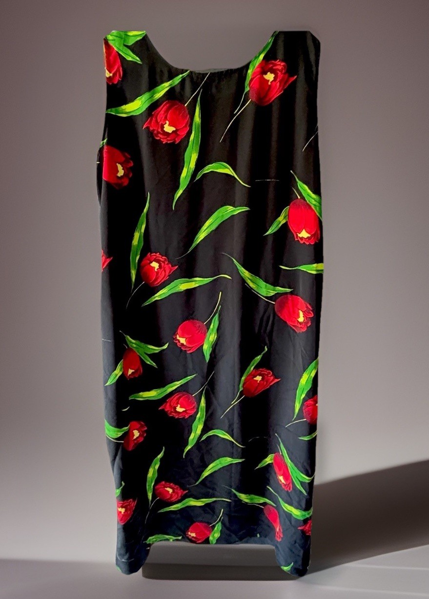 Vintage 1990’s Lady Darian Women Sz Large Black Floral Dress