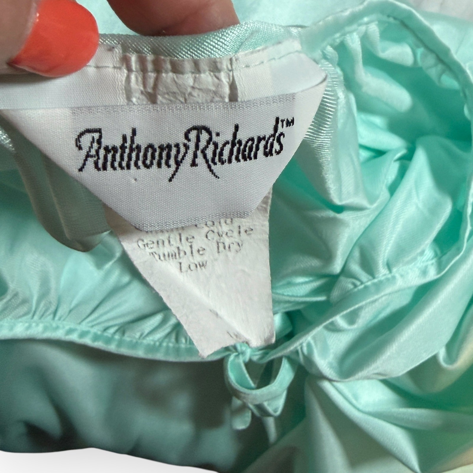 Anthony Richards Vtg Mint Aqua Green Nylon Nightgown Long Sleeve Large USA Trad