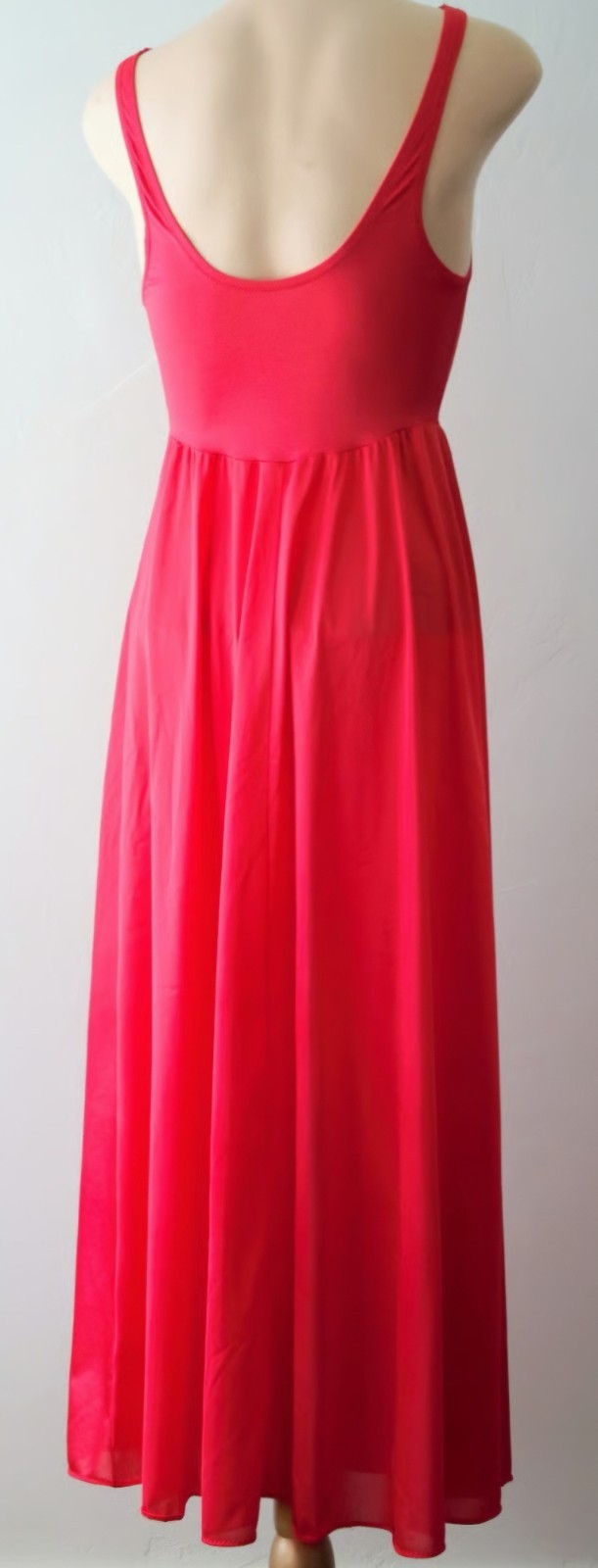 Vintage OLGA Red Large L Night gown 92087 Bodysilk Full Sweep Sexy Sleeveless