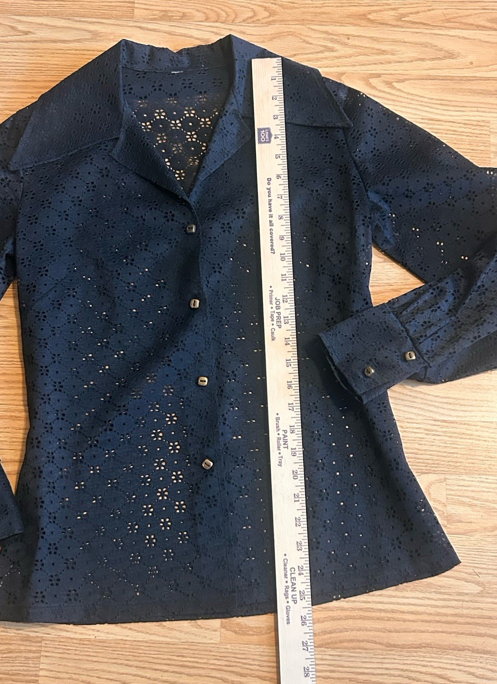 Vintage Black Eyelet Lace Shirt Dark Cottagecore Coquette Cutwork Blouse Western