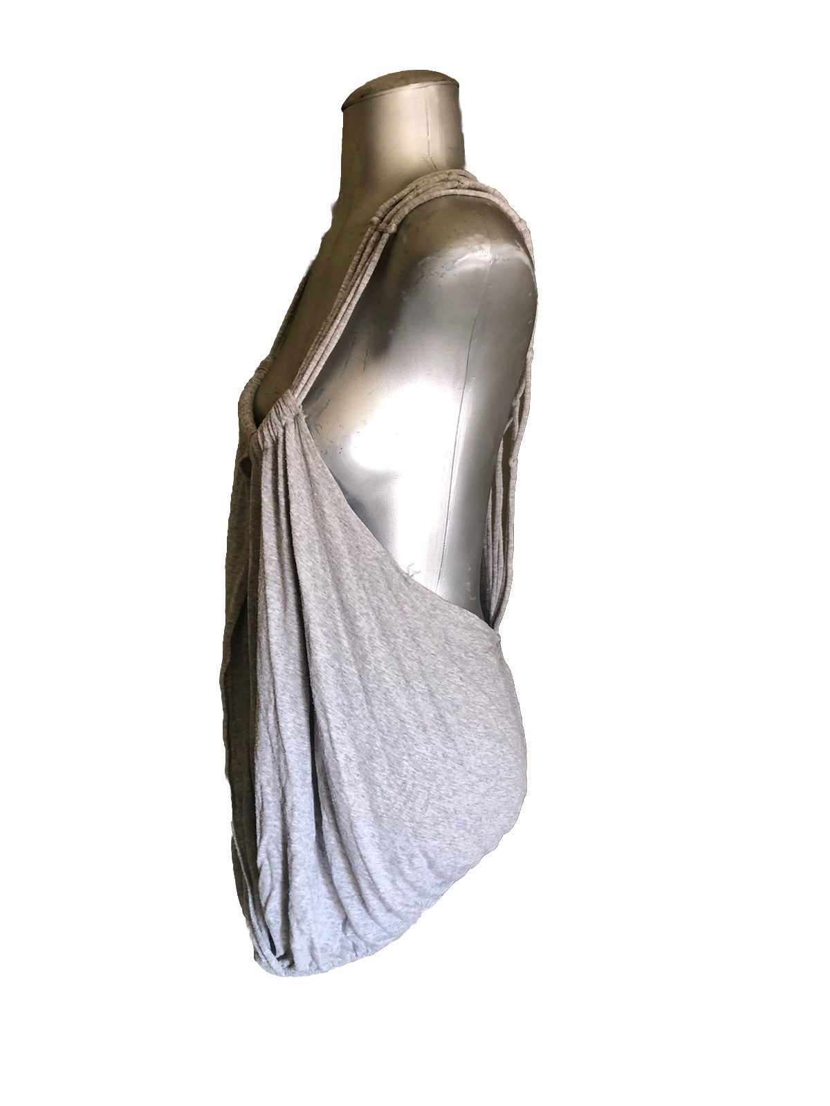 Vintage Light gray Sexy Macrame Open Woven Jersey Top