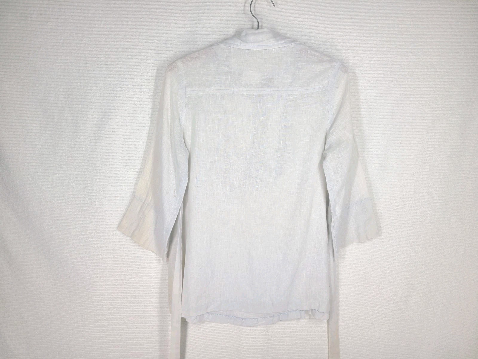 Vintage 70s Gauze Boho Top 100% Cotton Light Chambray Blue Tie Back Medium