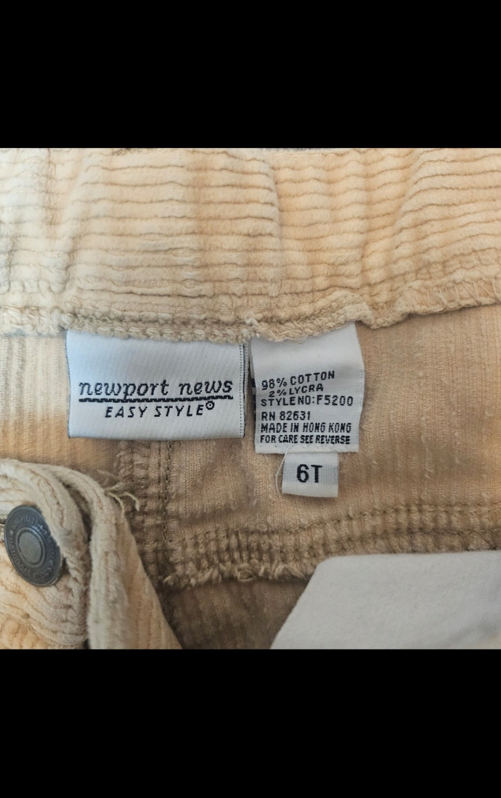 Vtg Newport News Academia Preppy Gold Corduroy Long Bootcut Pockets 6Tall
