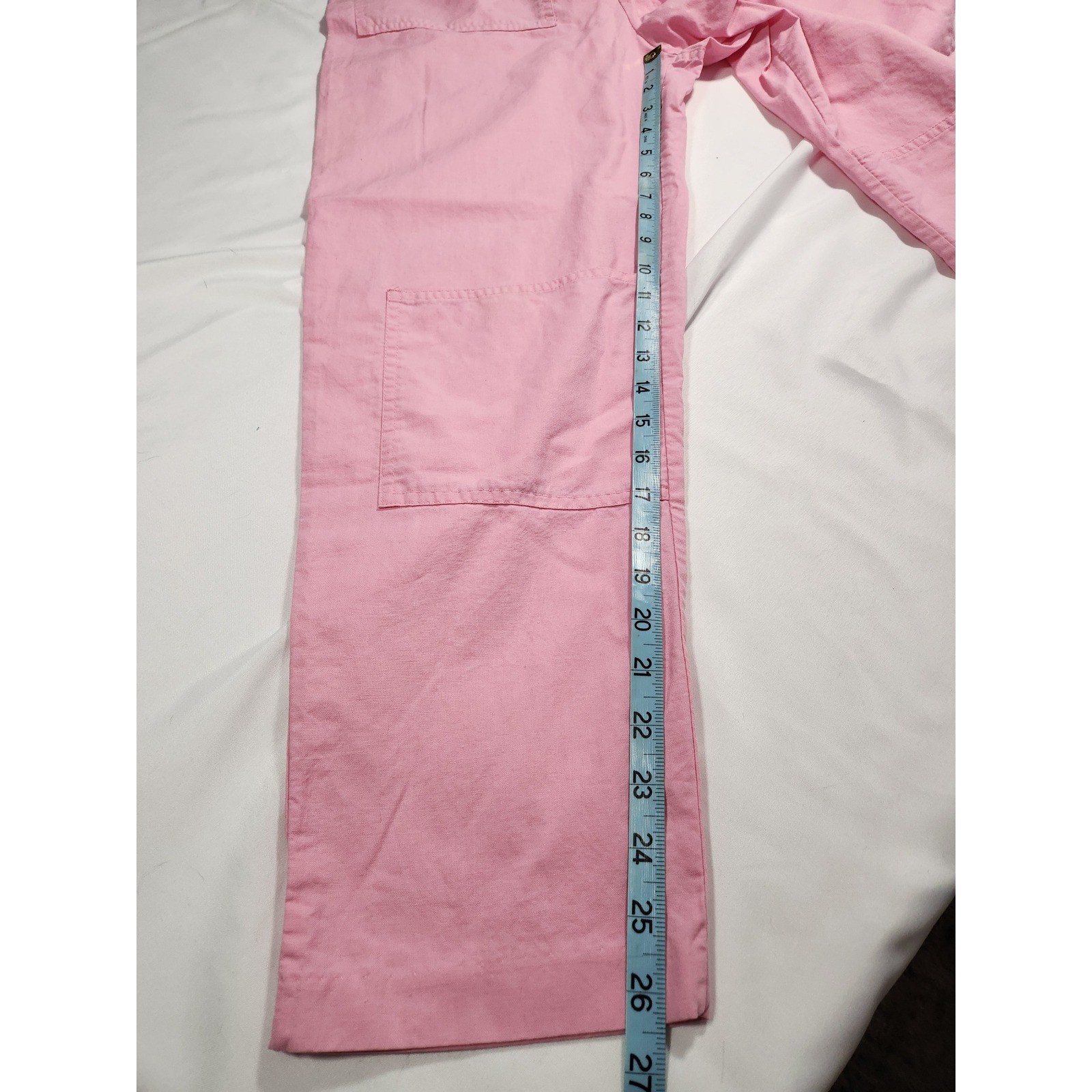 VTG Ideas 1980s Pink Sleeveless Utility Jumpsuit Snap Front Size Large Pockets!