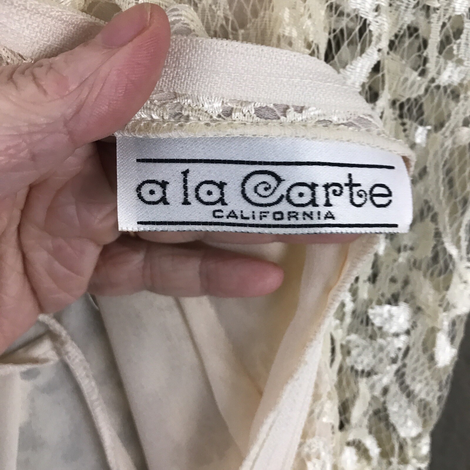 VTG Ala Carte California 80s Cream Color Lace Party Prom Wedding Dress Size 7/8
