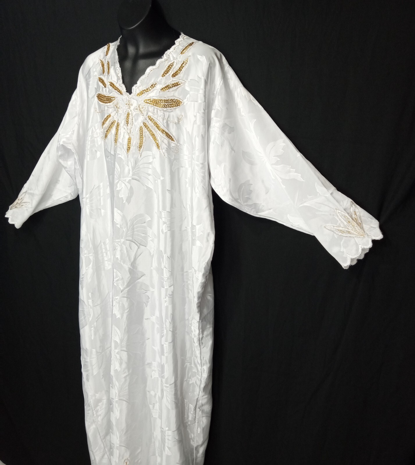 Y2K white satin women’s gold Beaded Sequined long evening soiree dress