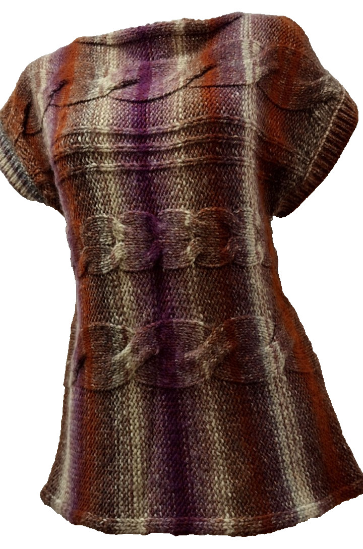 Chunky Knit Purple Plum Striped Sweater Top Shirt Fioreblu Med ITALIAN Bohemian