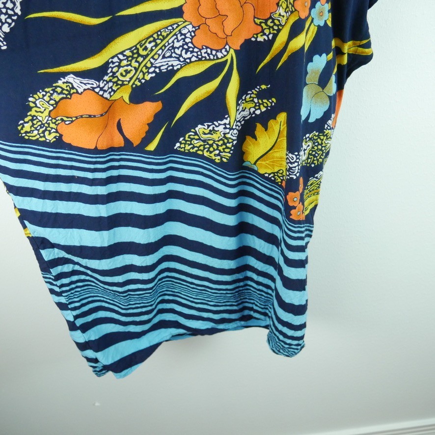 Vintage Batik Kaftan Beach Cover Resort Dress Tropical Floral Vacation One Size