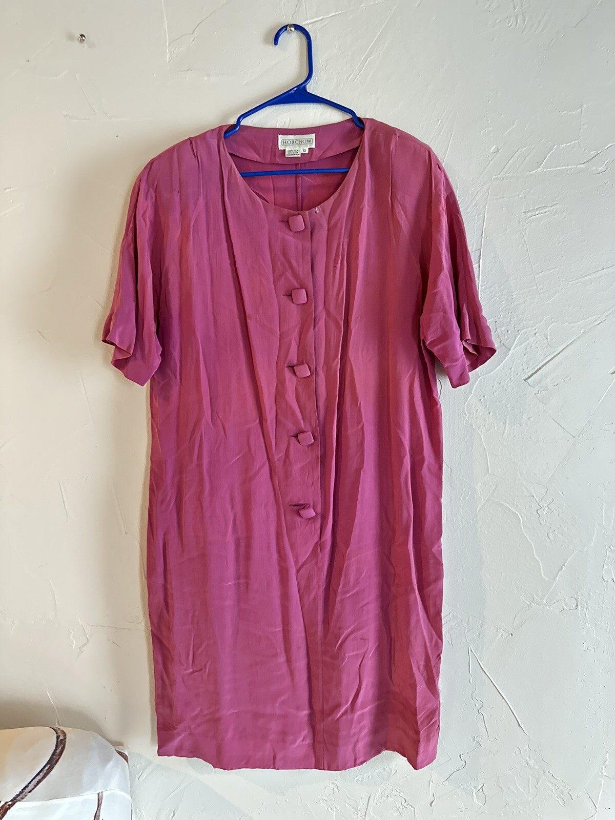 Vintage 90’s Horchow Pink Silk Tunic Dress Minimal Dress 12