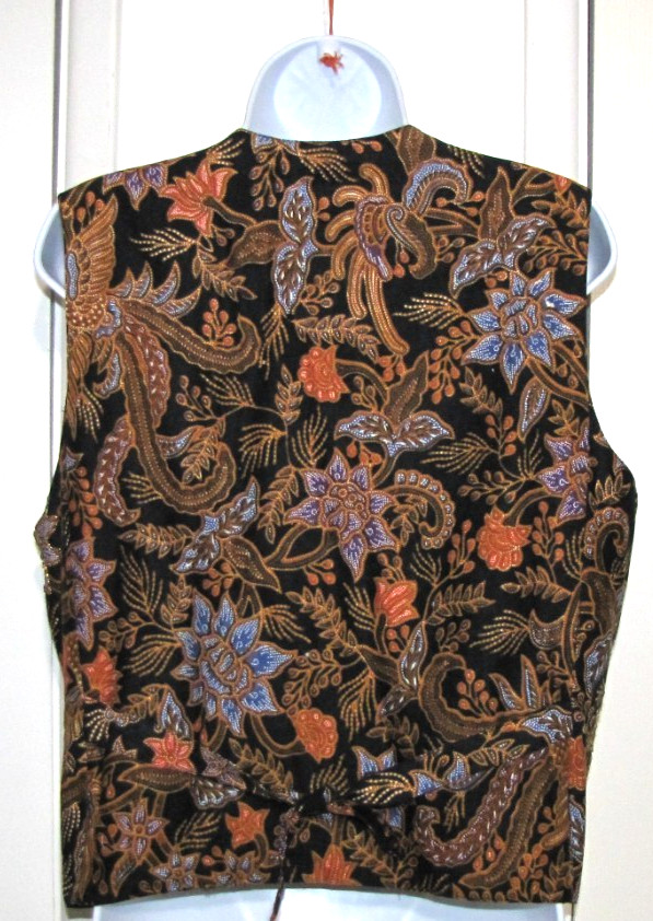 Y2K 4-button Vest Effeci Beaded Floral Lined Back-tie 100%-Cotton pockets Wm. M