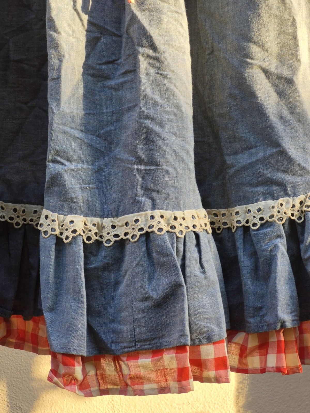 Vtg 50s Joy Stevens California Gingham Corset Ruffle Rockabilly Sleeveless Maxi