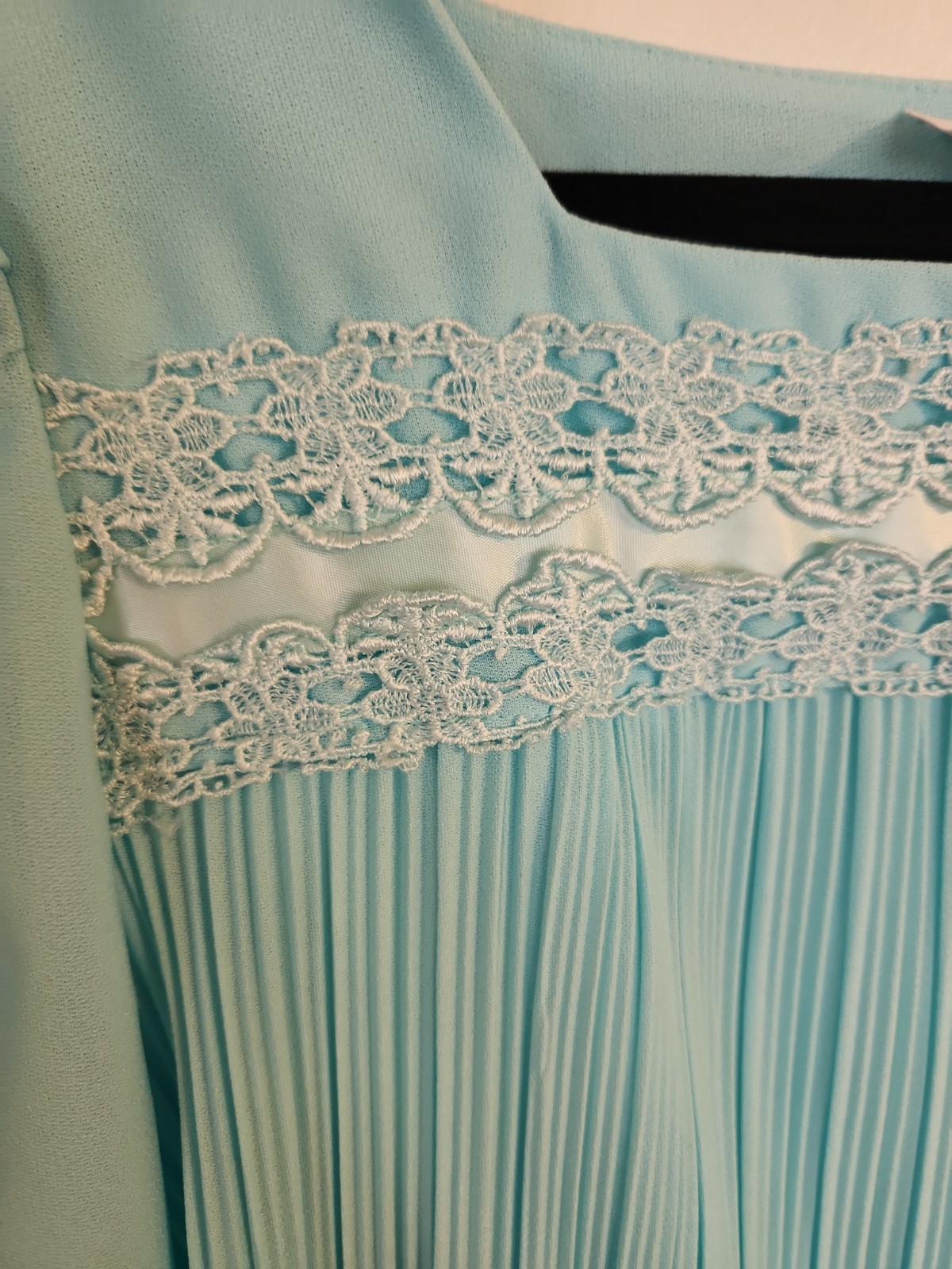 Vtg 70/80s Cue Fashion Pleated USA Made Dress Lace Women Sz 16 Golden Girl Style