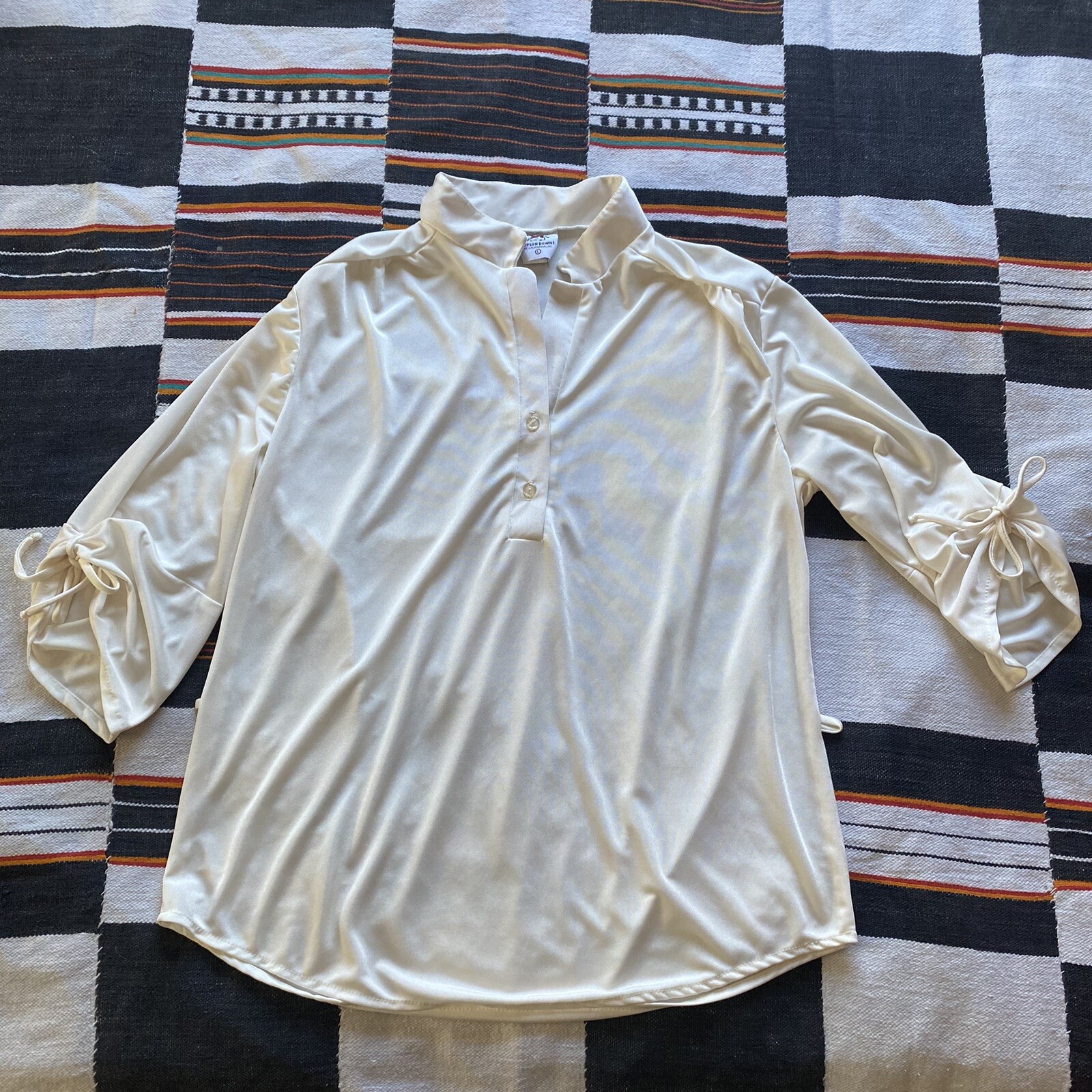 Vintage Topson Downs Of California Bohemian Blouse. Creamy White. Size Large.