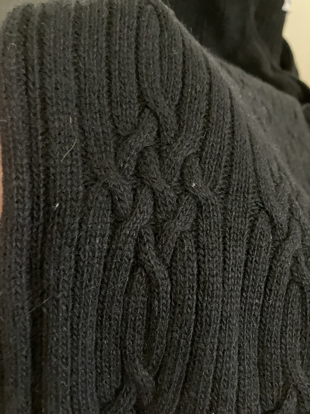 Vintage ’80s David Hollis Black Angora Blend Cable Rib Knit Cardigan Sweater S/M