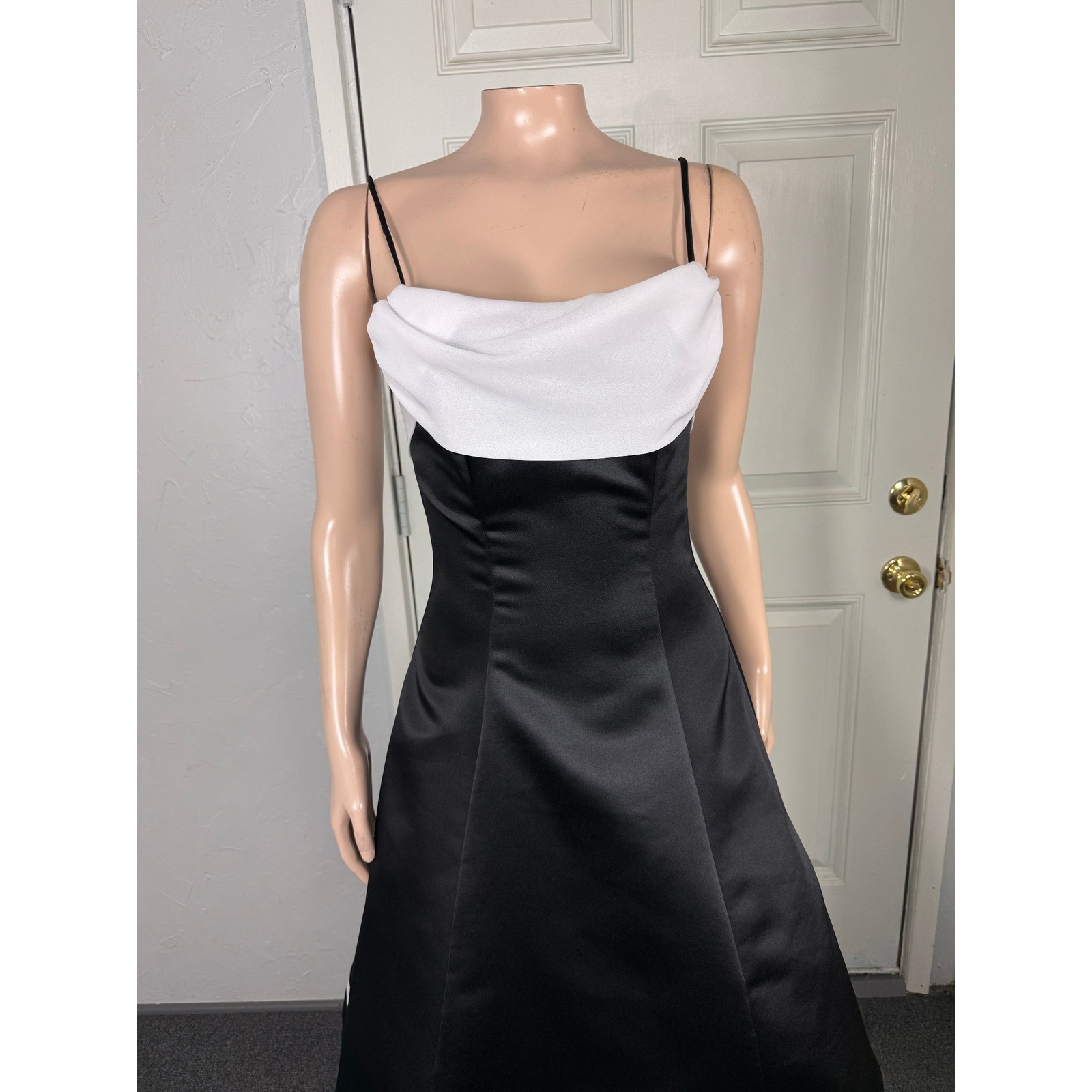 Vintage Y2K Jody California Dress 3/4 Prom Satin Formal Evening Train Bow T20