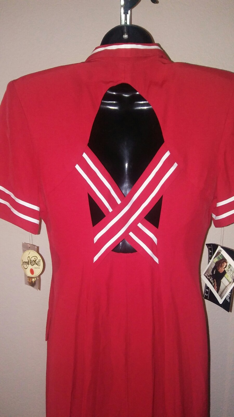 NWT Vintage 90s Joseph Ribkoff Bright Red Sailor Nautical Dress Size 8