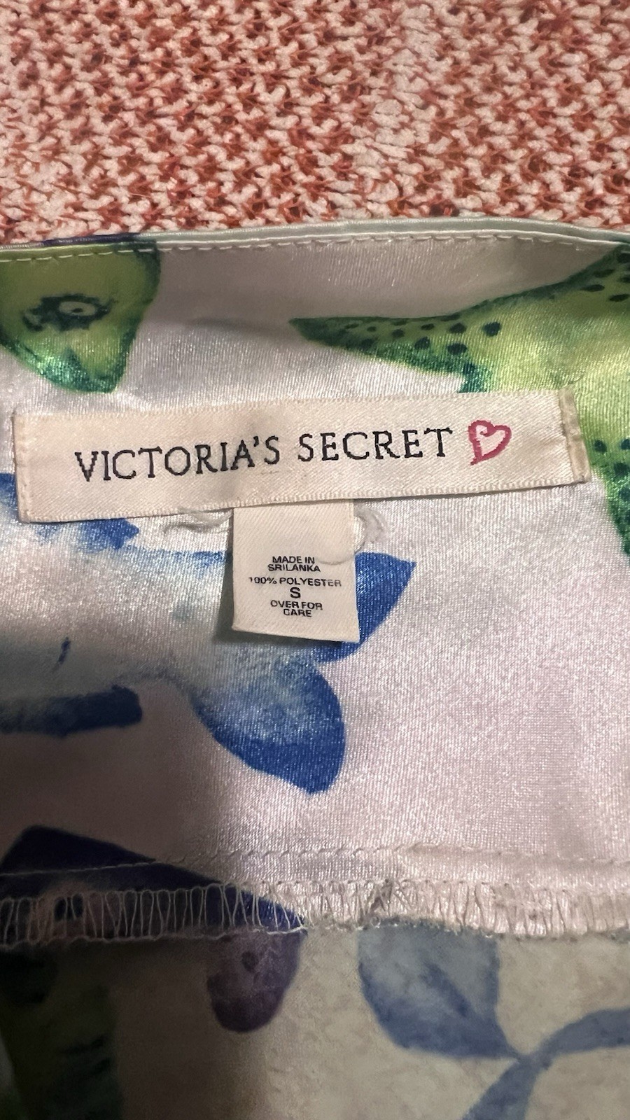 VTG Victoria’s Secret Chemise Women’s S Blue Green Marine Fish Sleep Nightgown