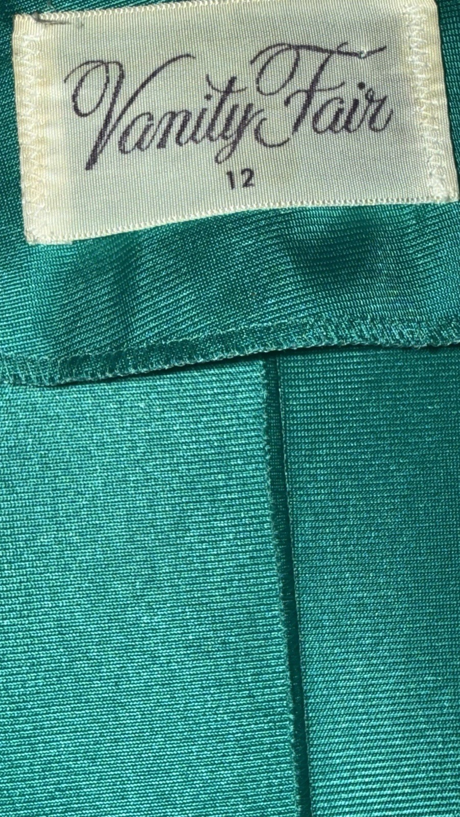 Vtg VANITY FAIR Palazzo Pants Jumpsuit 12 Green Hostess Wide Leg 60s 70s Nylon L