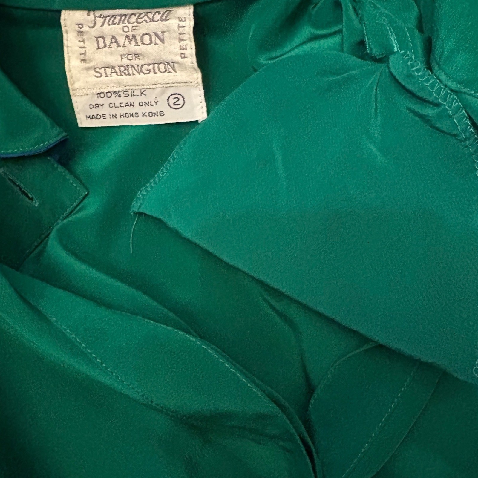 Francesca di Damon for Starington Vintage 100% Silk Green Midi Dress Petite 2