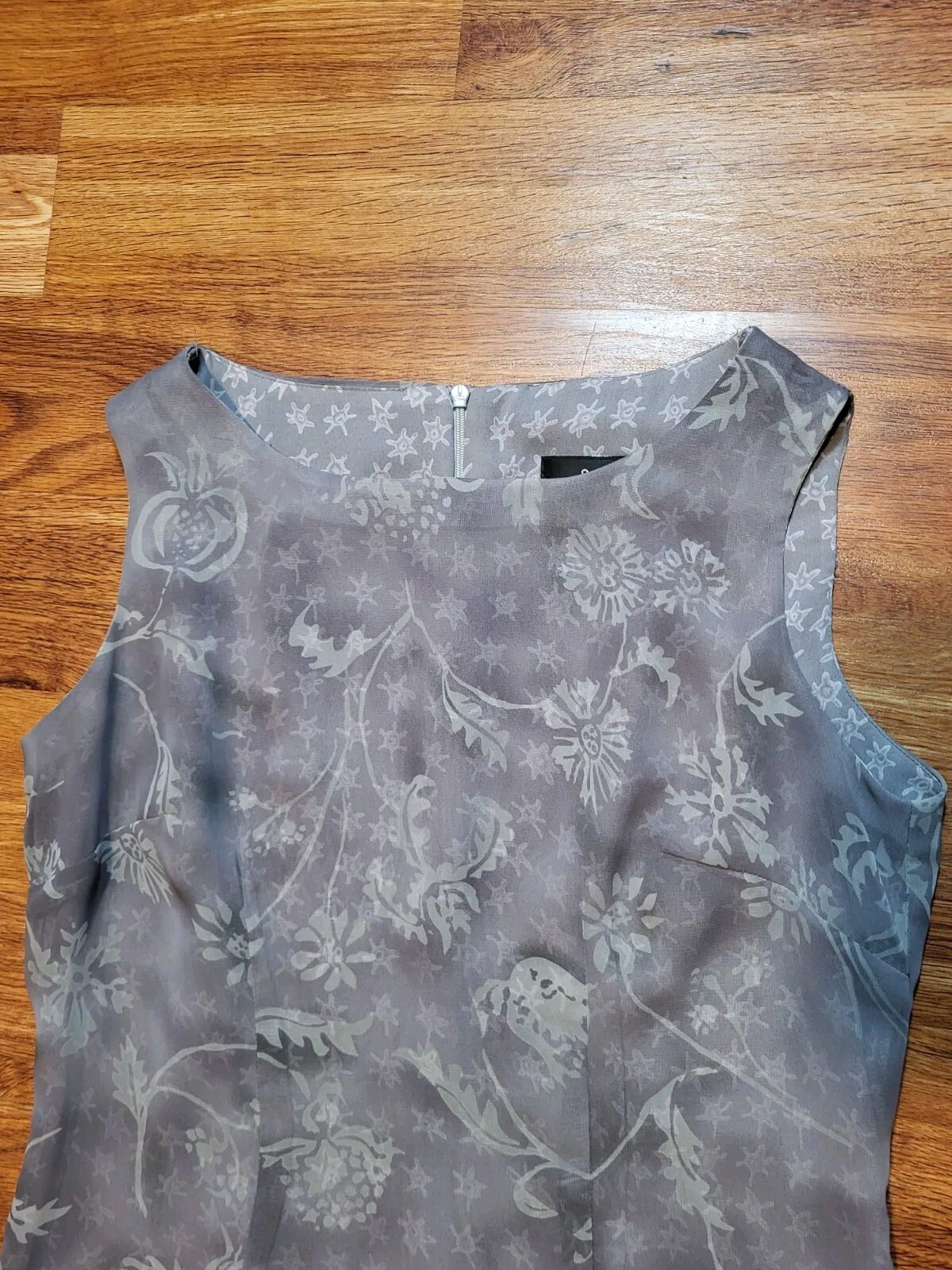 Vintage Mica Size 6 Gray Floral Midi Dress Y2K Grunge