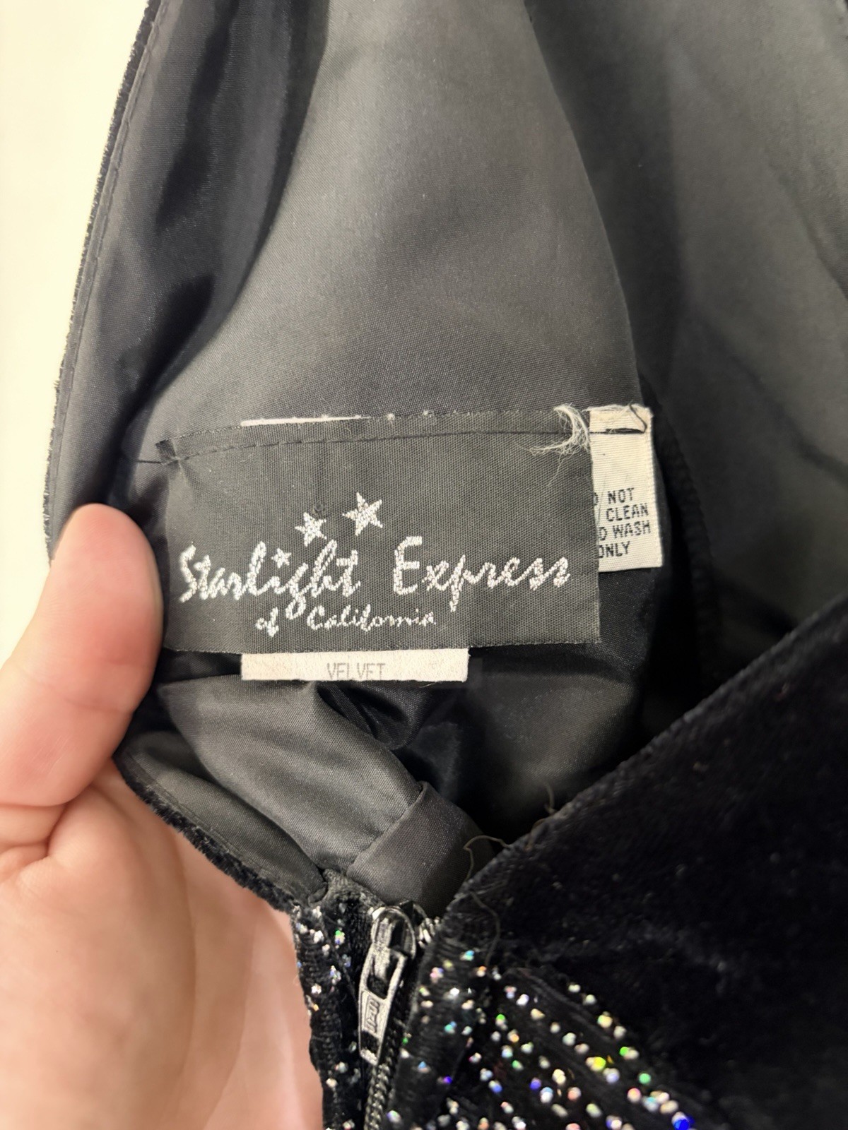 Vintage Starlight Expressions California Black Velvet Sparkle Dress Size 5 USA