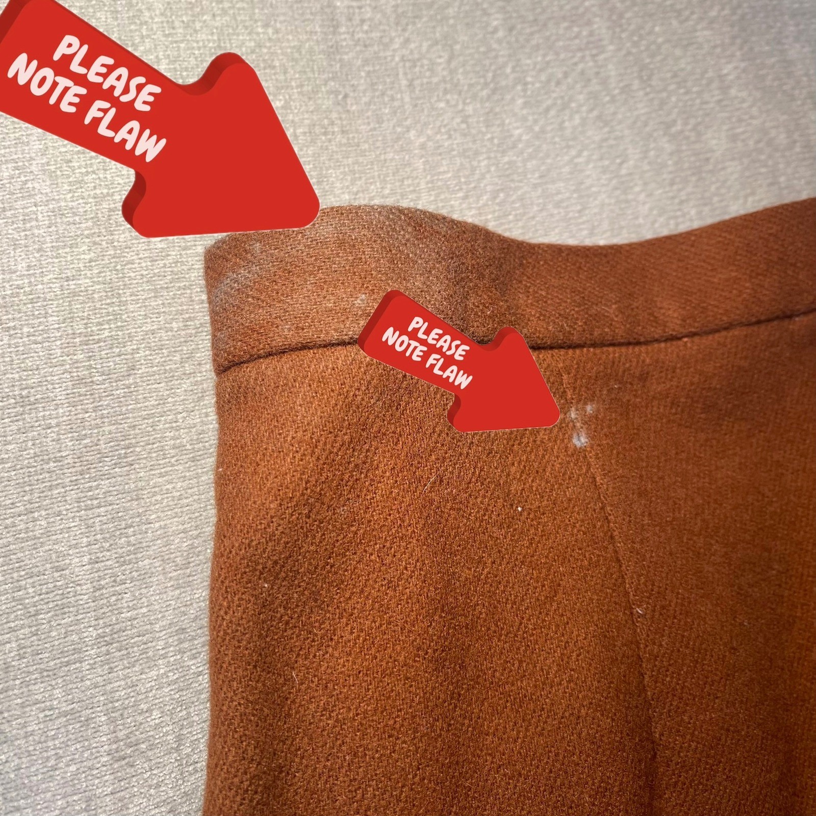Vintage Thalhimers Brown Wool ? Pencil Skirt Made in USA 12 Academia Modest FLAW