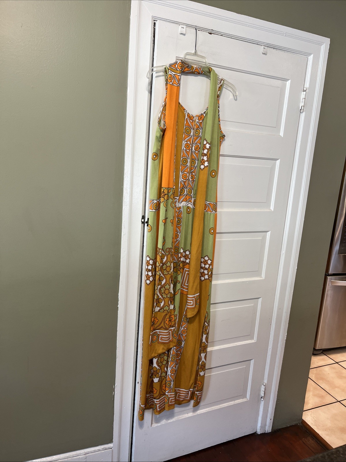 Vintage PAGANNE by Gene Berk Sleeveless Maxi Dress Size 10 Pretty w/scarf Unique