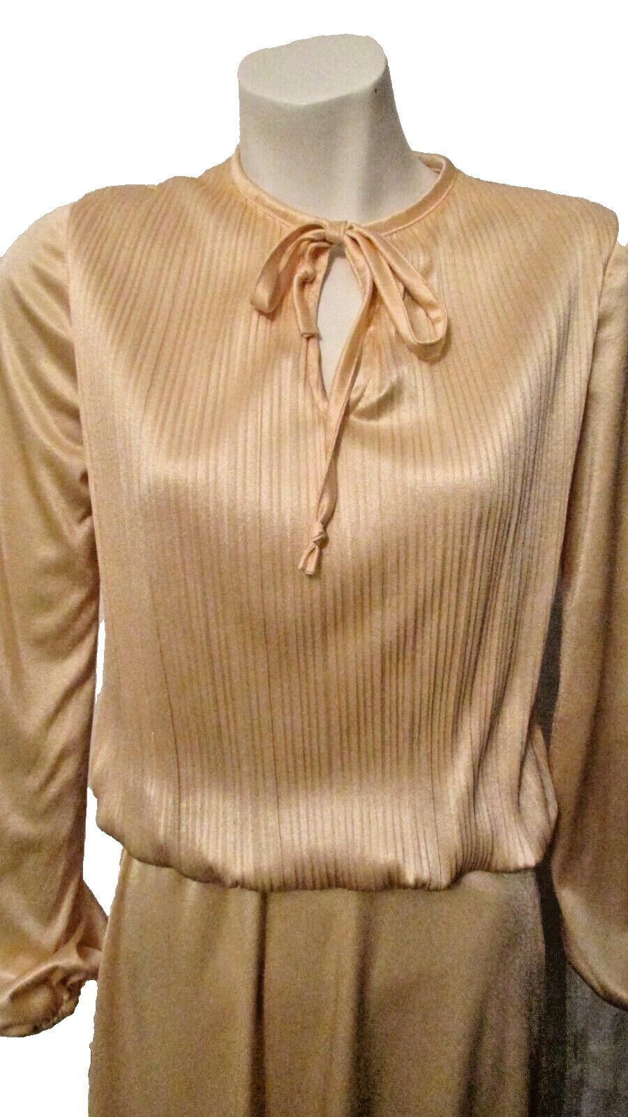 70’s Sue Brett Pleated Blouson Keyhole Disco Dance Clubwear Dress 7/8 USA made