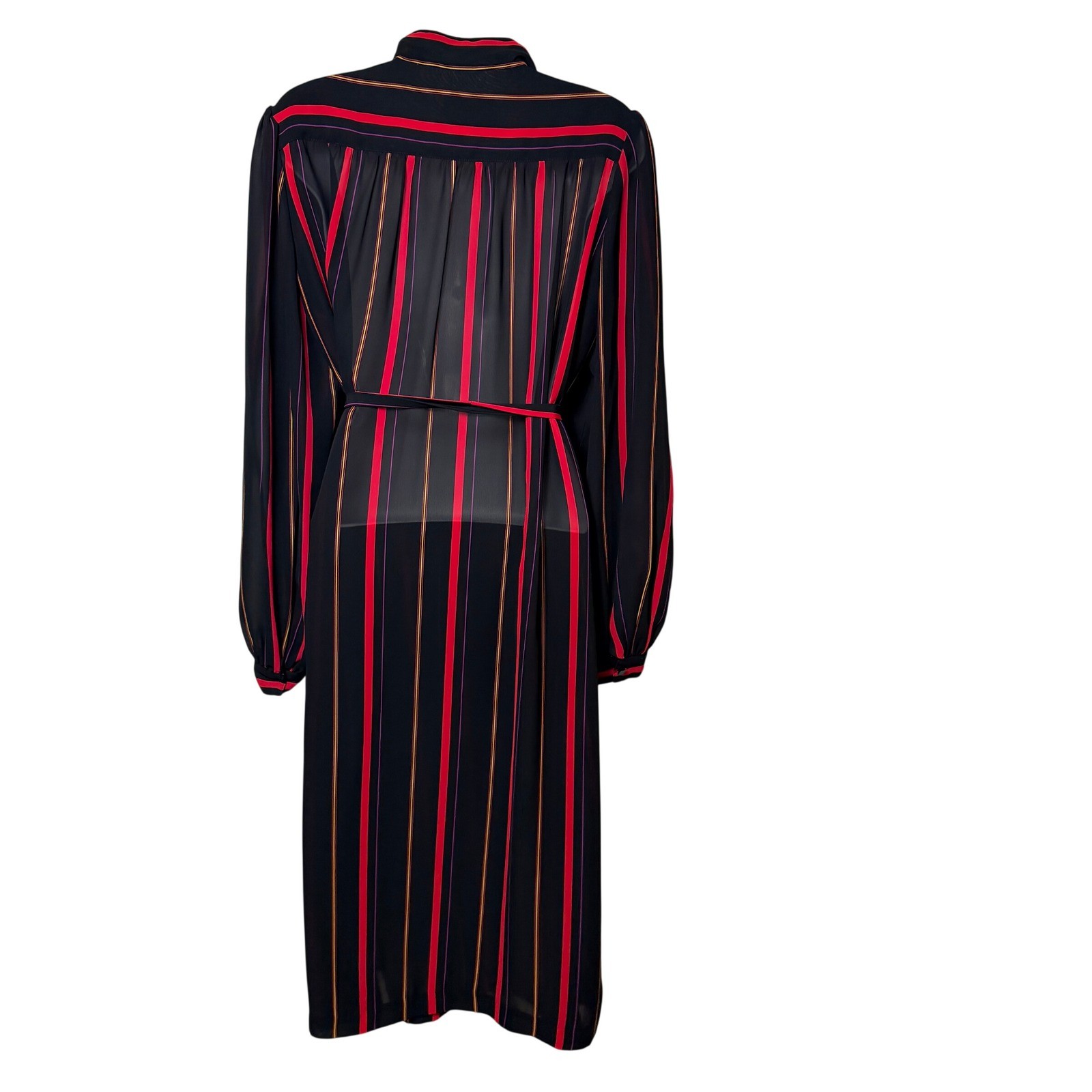 Chez California Designed by Tandy Vintage Striped Midi Dress Black Red Size 10