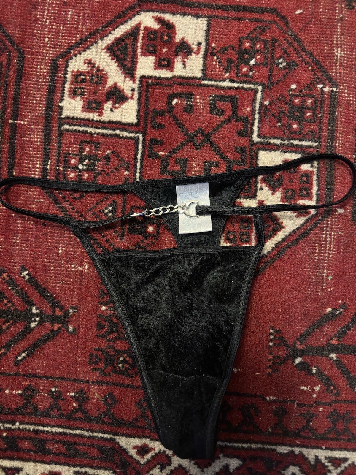 Lei Y2K Velvet Black Chain Vintage S Panty Underwear Goth