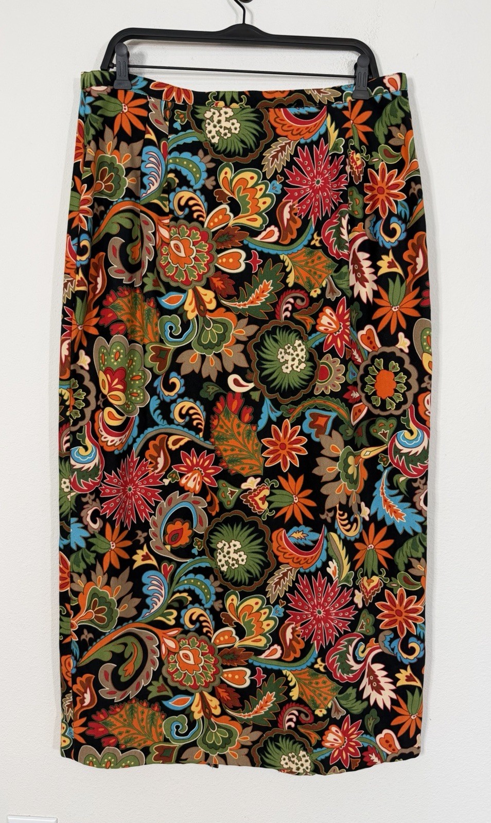 Vintage 80’s I.T. Studio Midi Pencil Skirt Jacobean Colorful Psychedelic Sz 16