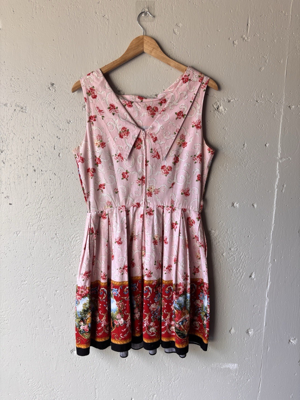 Bernie Dexter Women’s XL Dress Pin Up Fit Flare Renaissance Romance Manor Print