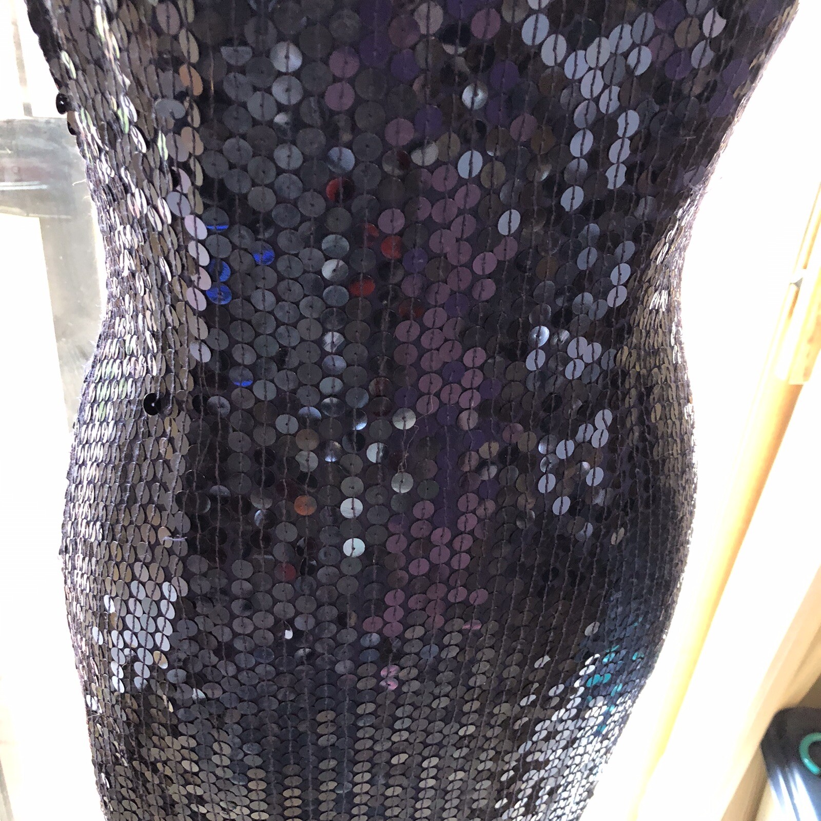 Lillie Rubin Exclusive Heavy Blue Mermaid Shimmer Sequin Beaded Dress VTG Size 2