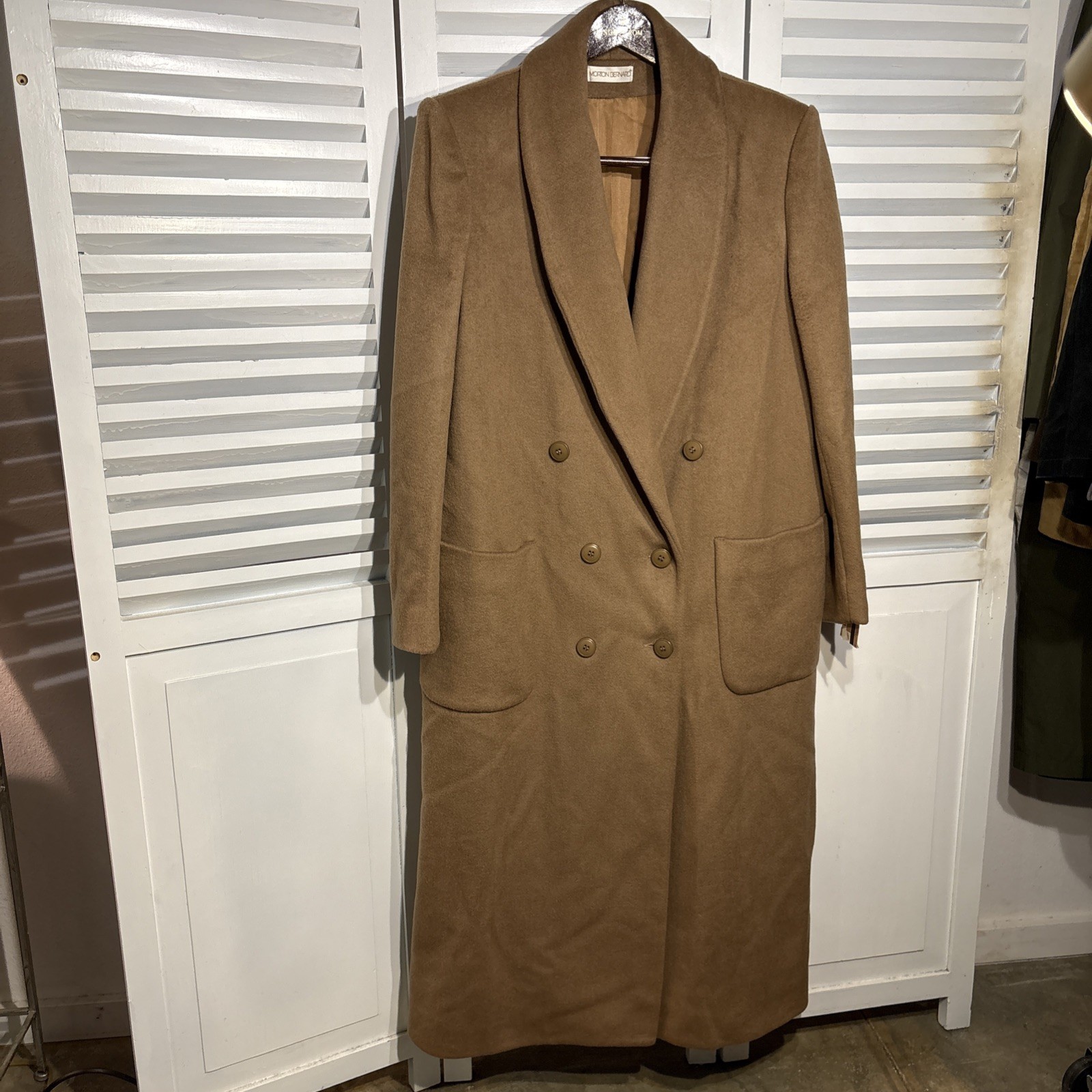 VTG Harve Morton Bernard Long Wool Heavy Shawl Collar Women Coat USA Brown NWT