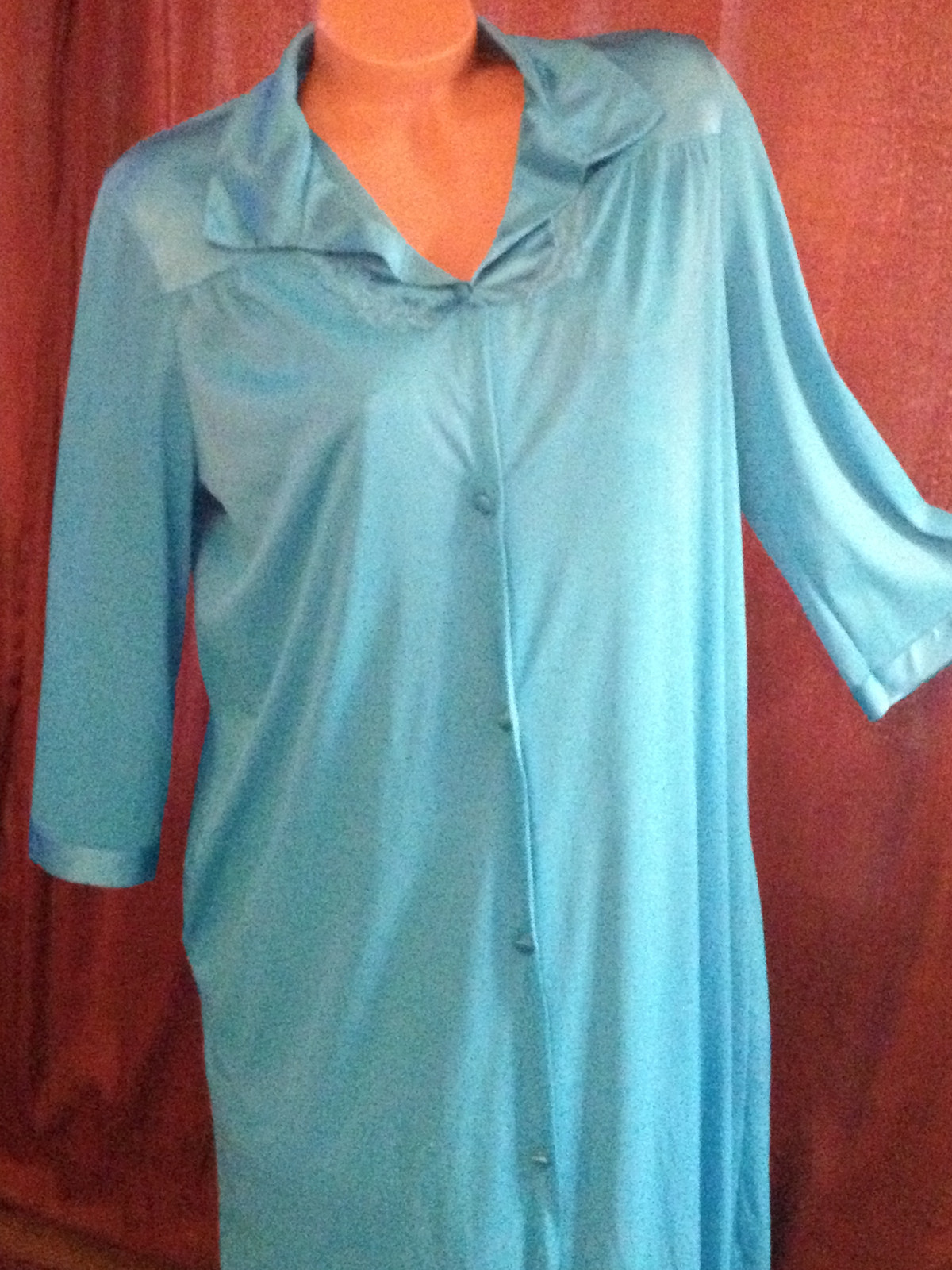 VTG VANITY FAIR ROBE & GOWN NYLON Chiffon RETRO BluePeignoir Sissy Négligée L68