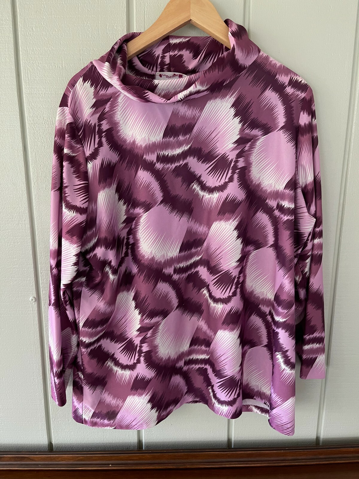 Vintage Carol Henry Purple Floral Mockneck Shirt – Women’s Size 44