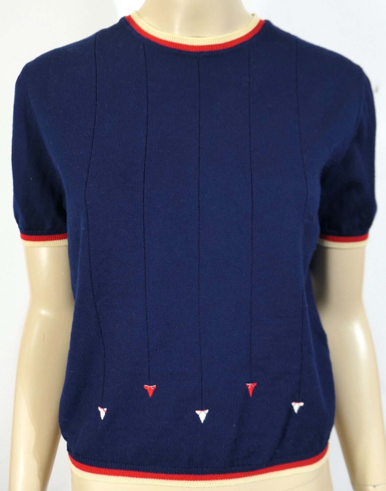 Vintage 60s Gina Paoli Italy Rockabilly Mod Nautical Wool Sweater Jacket Set L