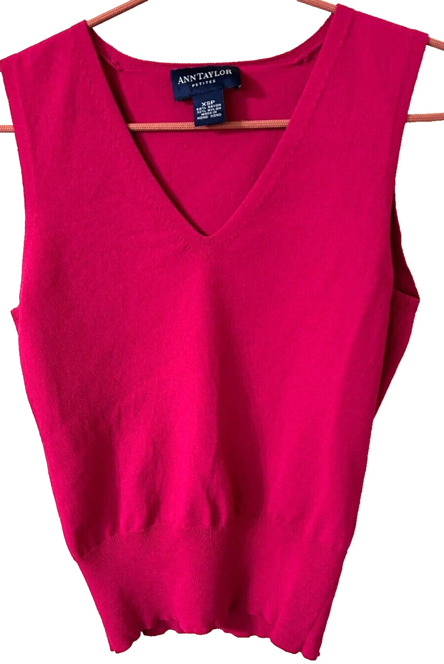 Y2K Ann Taylor Lightweight 2-Piece Sweater + V-Neck Tank Top Set Rose Sz XSP EUC