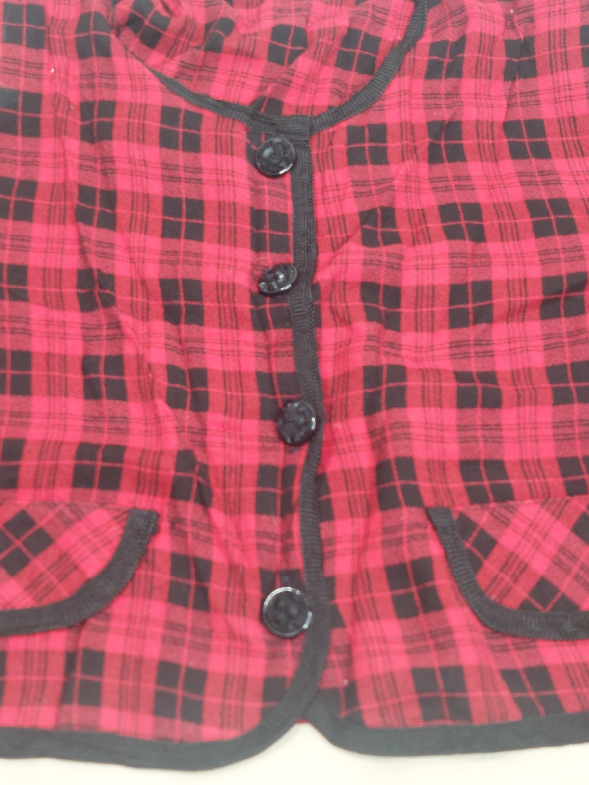 True Vintage 80s 90s Red Black Plaid Crop Top Long Shirt Grunge Y2K Academia