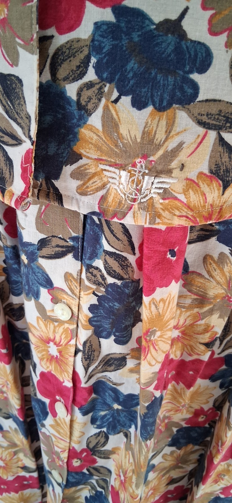 VTG Dockers 2Pc Pleated Skirt Button Up Top Floral Dress Outfit Size Small/XS