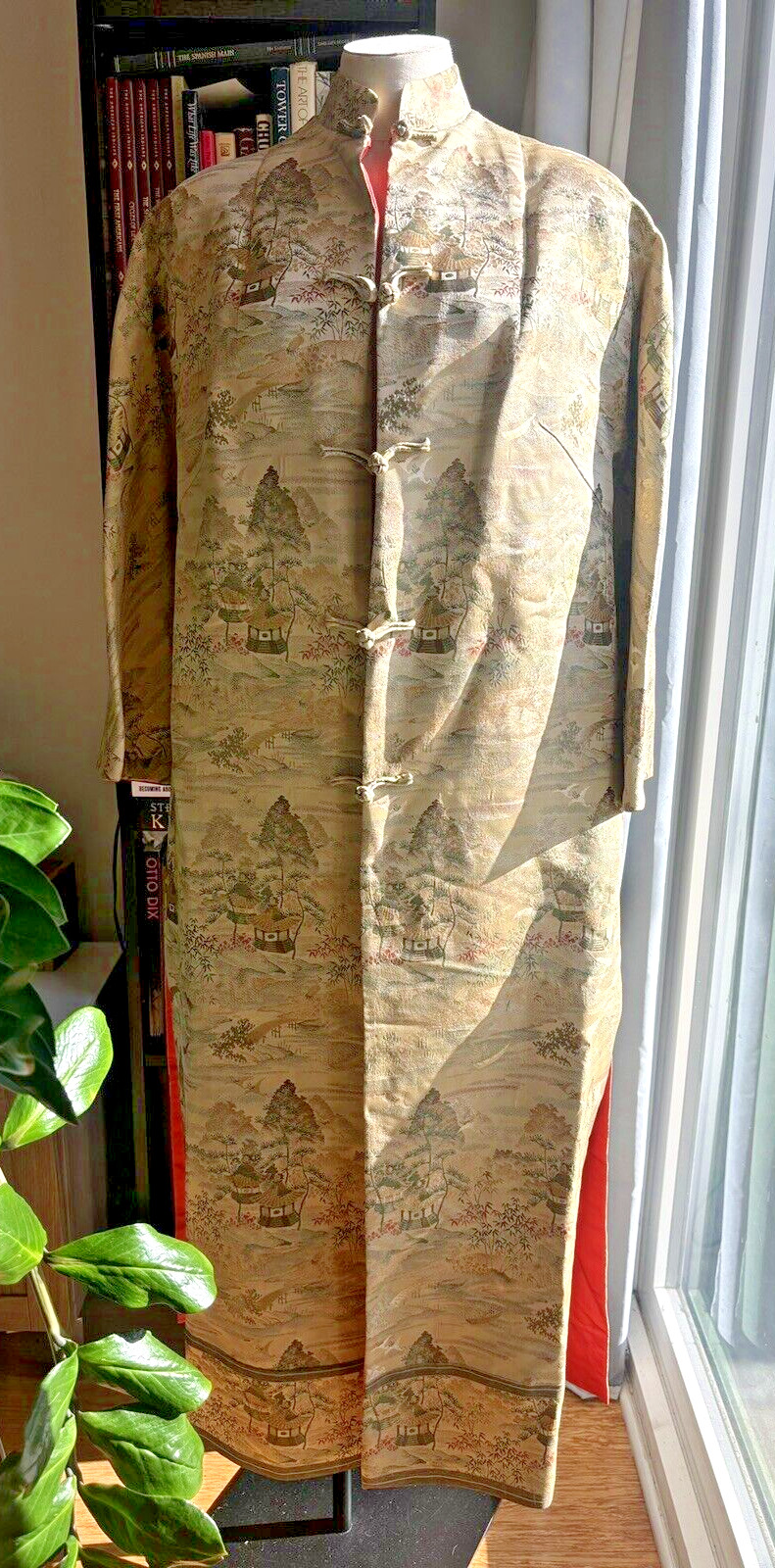 VTG 1960s Pauline Lake Royal Hawaiian Hotel Coral Silk Jacquard Coat Womens M