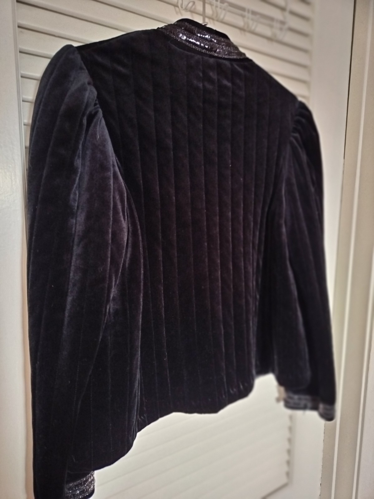 Vintage Tom Bezduda Barad & Co Saks Fifth Ave Black Velvet Jacket Sequin Trim M