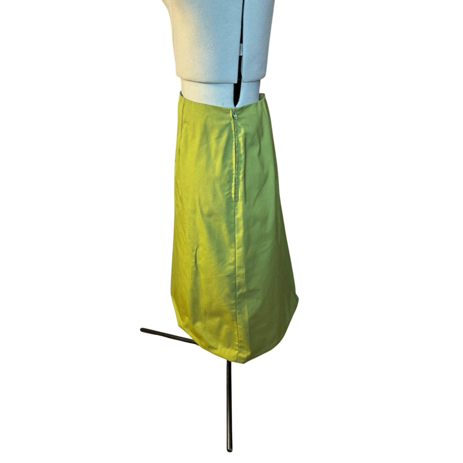 1960s Vintage Chartreuse Cotton Blend Skirt Estate Side Zip Restored & Ready