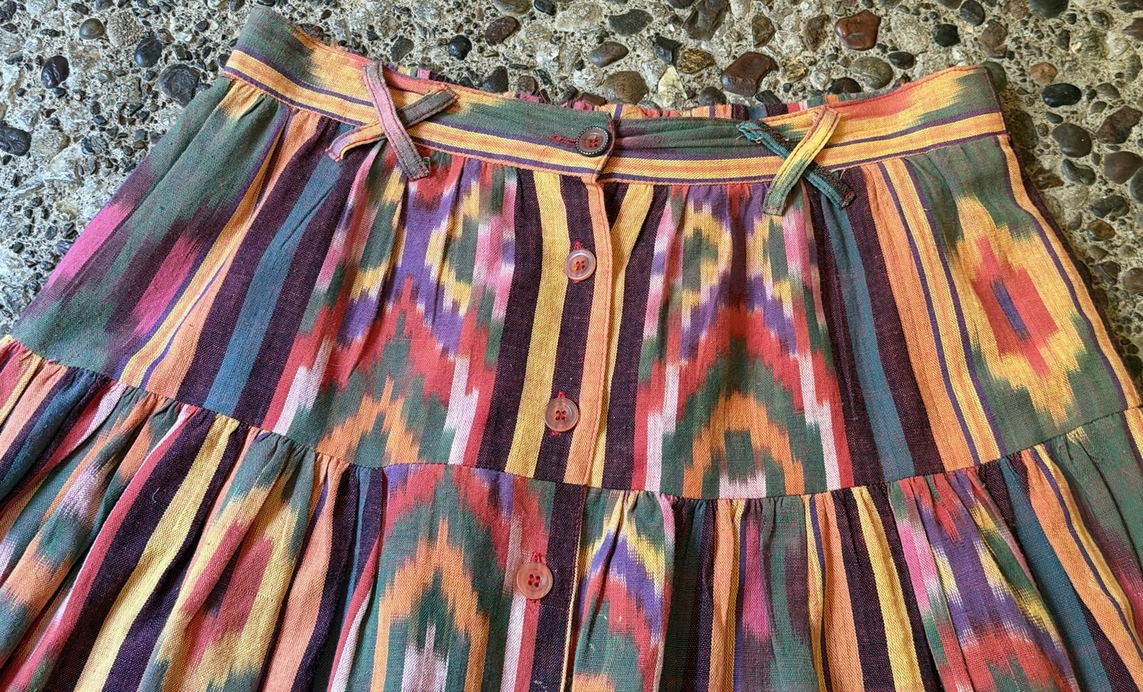 Vintage Ascente Sport Medium Aztec Indian Southwest Midi Boho Skirt USA Made