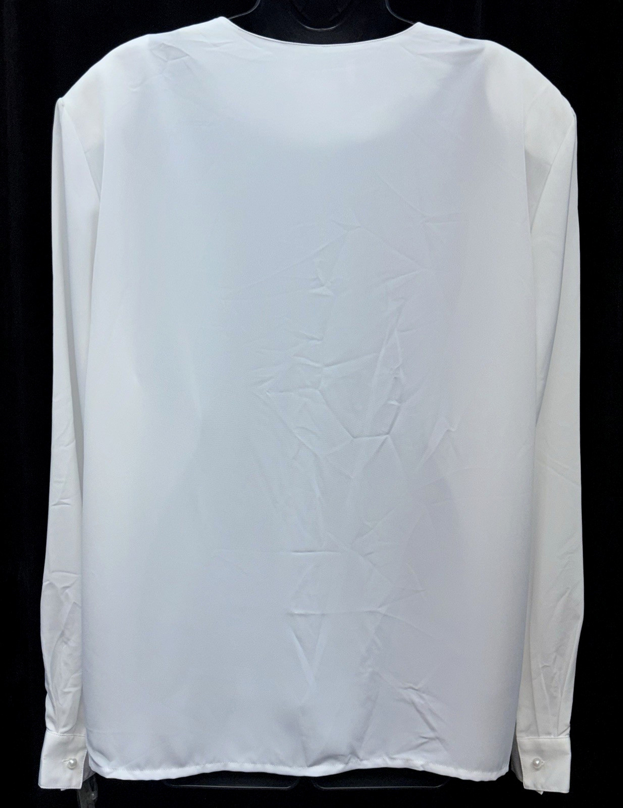 NWT Kathy Che Women Size 18 Button-Up Long Sleeve Blouse White Beads Embroidered