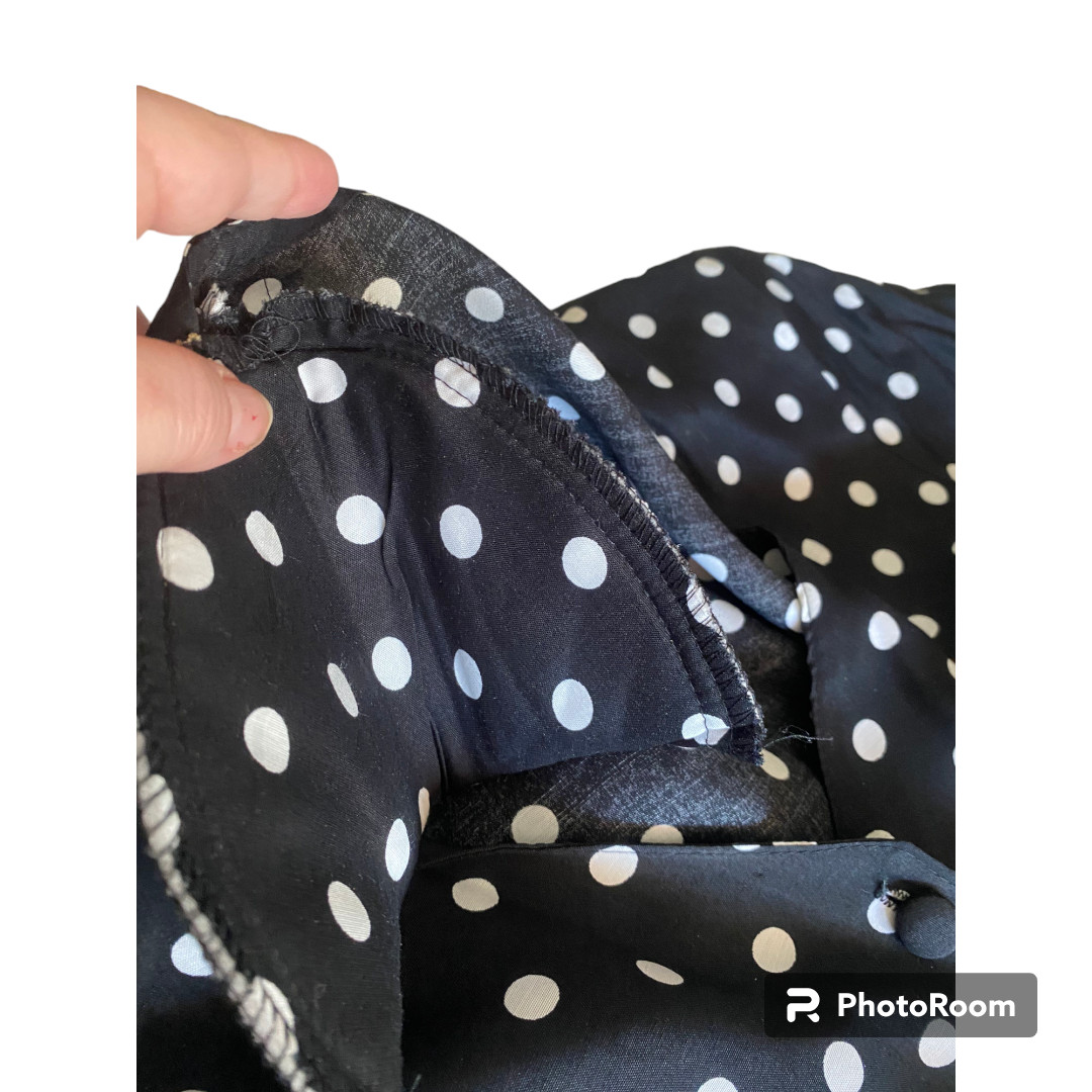 Clio Petites Vintage 80s Women’s button down black/ white Polka Dot Dress sz 8P