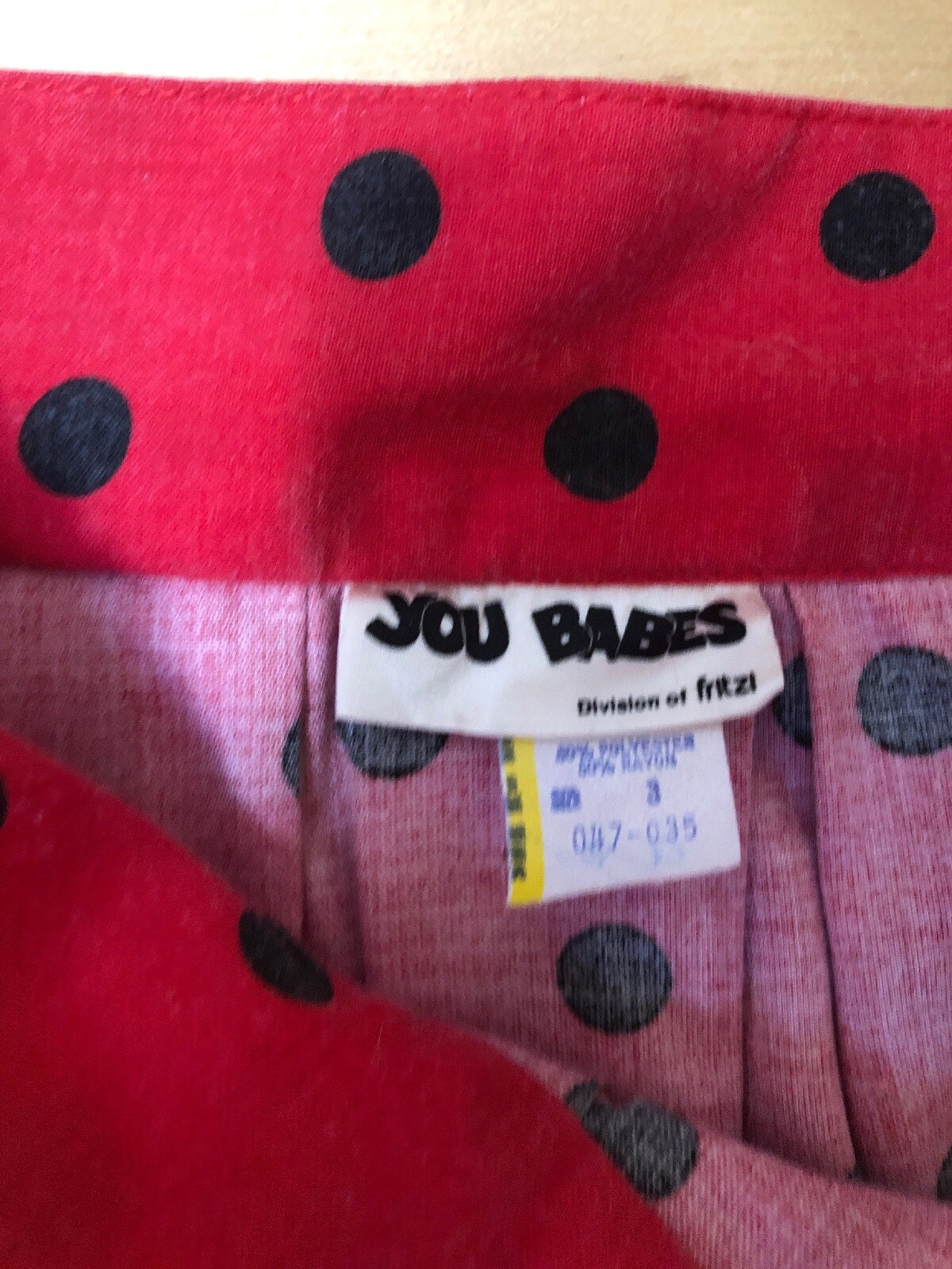 Vintage You Babes By Fritzi Red Black Polka Dot Skirt Midi Juniors Size 3 XS